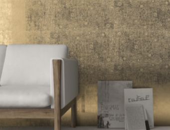 Elements from Alea mix hydraulic designs with gold or silver finish, as well as black or white, for a glimmering take on traditional patterns.