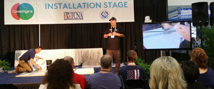 Robb Roderick and Luis Bastista on the Installation Stage at Coverings 2018