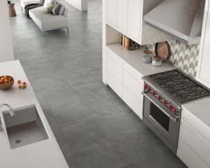 square floor tile in taupe