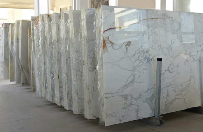 stack of marble slab - marble industry factory