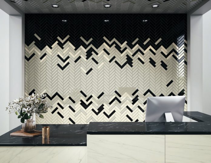 herringbone multicolor tile