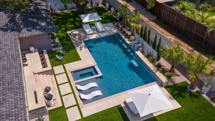 overhead view of outdoor pool