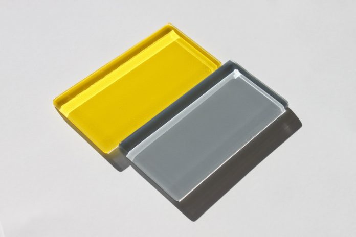 acid yellow and grey glass tiles