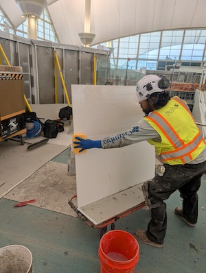 It’s important to clean off the back of the tile to make sure any dirt or debris is removed to prevent a bond-breaking situation.