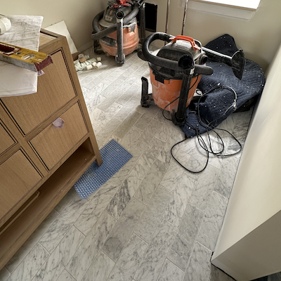 Jobsite - completed marble floor damage from GC