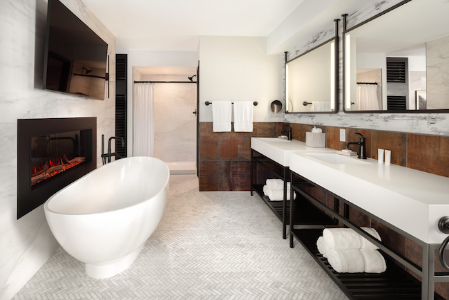 HR Tile set a quota of finishing 4 rooms a day – of 108 in the project – for the Lodge. About 13,000 sq. ft. of tile was installed for the Lodge project.
