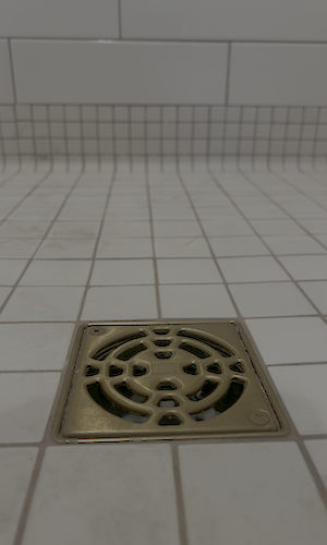 2.25" tiles in bathhouse shower retain the rustic, original look of the room.